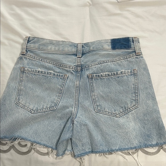 Express Light Blue Distressed Jean Shorts - Picture 3 of 4
